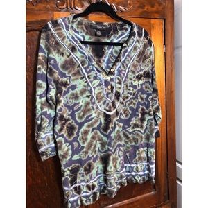 Cotton thermal tie-dye Henley.